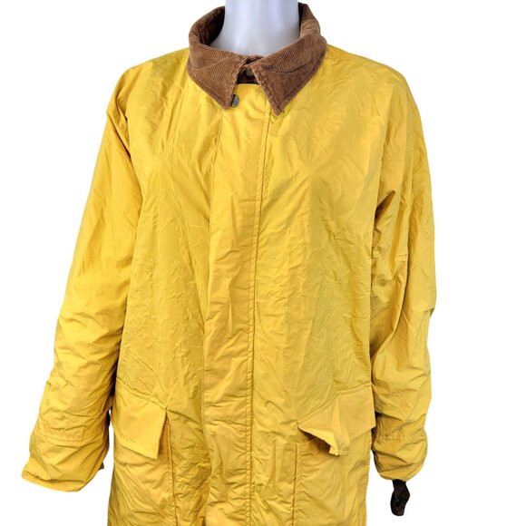 Marlboro Vintage 90s Reversible Duster / Rain Coat Medium Men Women Yellow Brown - Picture 6 of 15